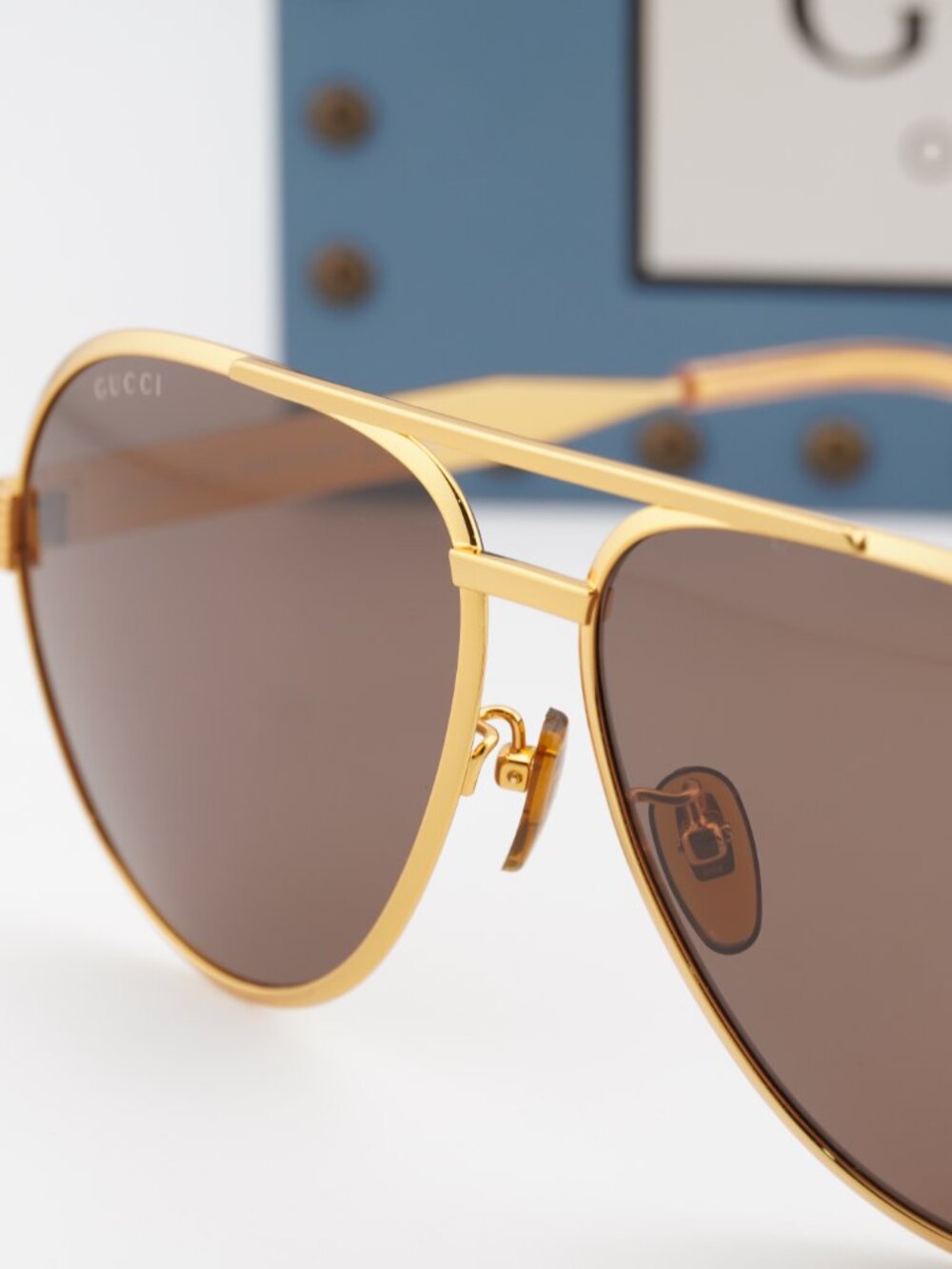 Gucci GG1513S 002 Aviator Sunglasses - Yellow Gold\Brown - Picture 6 of 11